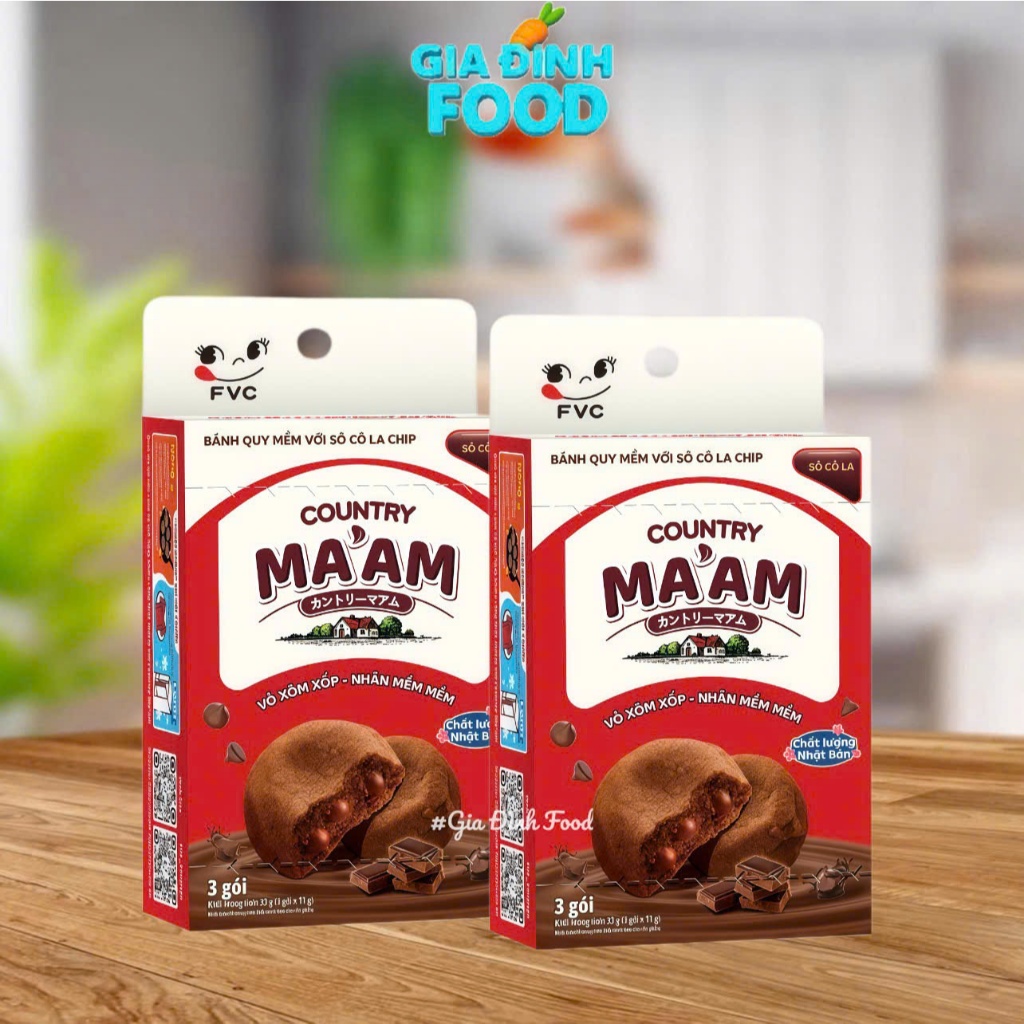 Bánh Quy Mềm Sôcôla Chip Country Ma'am hương sôcôla hộp 3 gói