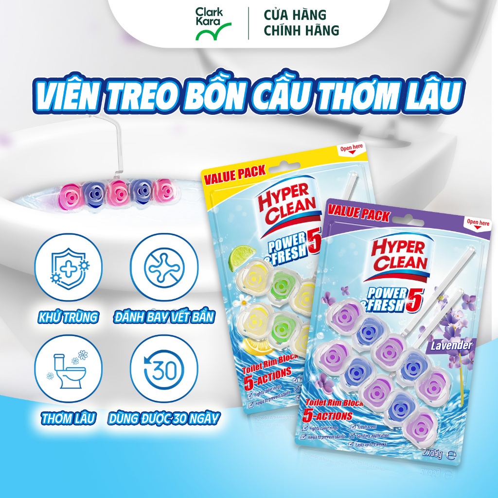 Combo 2 Viên Treo Vệ Sinh Bồn Cầu Hyperclean - Khử Mùi & Diệt Khuẩn Hiệu Quả - Hương Chanh Hoặc Oải Hương