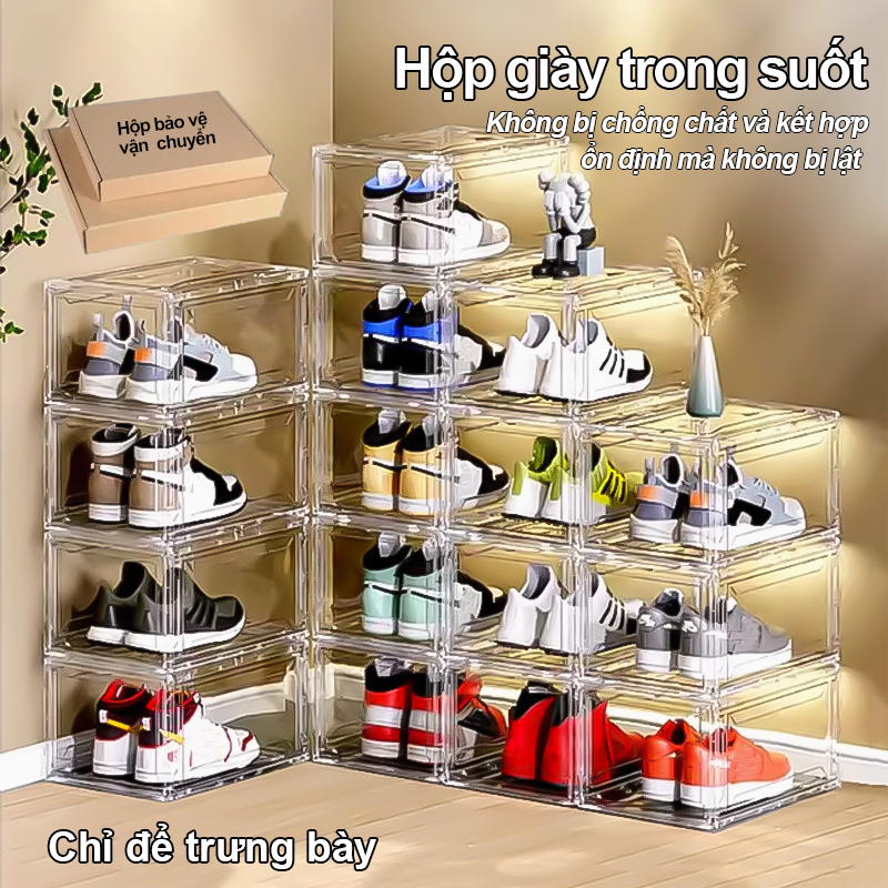 Tủ Hộp Trưng Bày Trong Suốt Kệ Để Giày Dép Trong Suốt Cho Giày Dép - Túi Xách Kín Đáo Chống Bụi