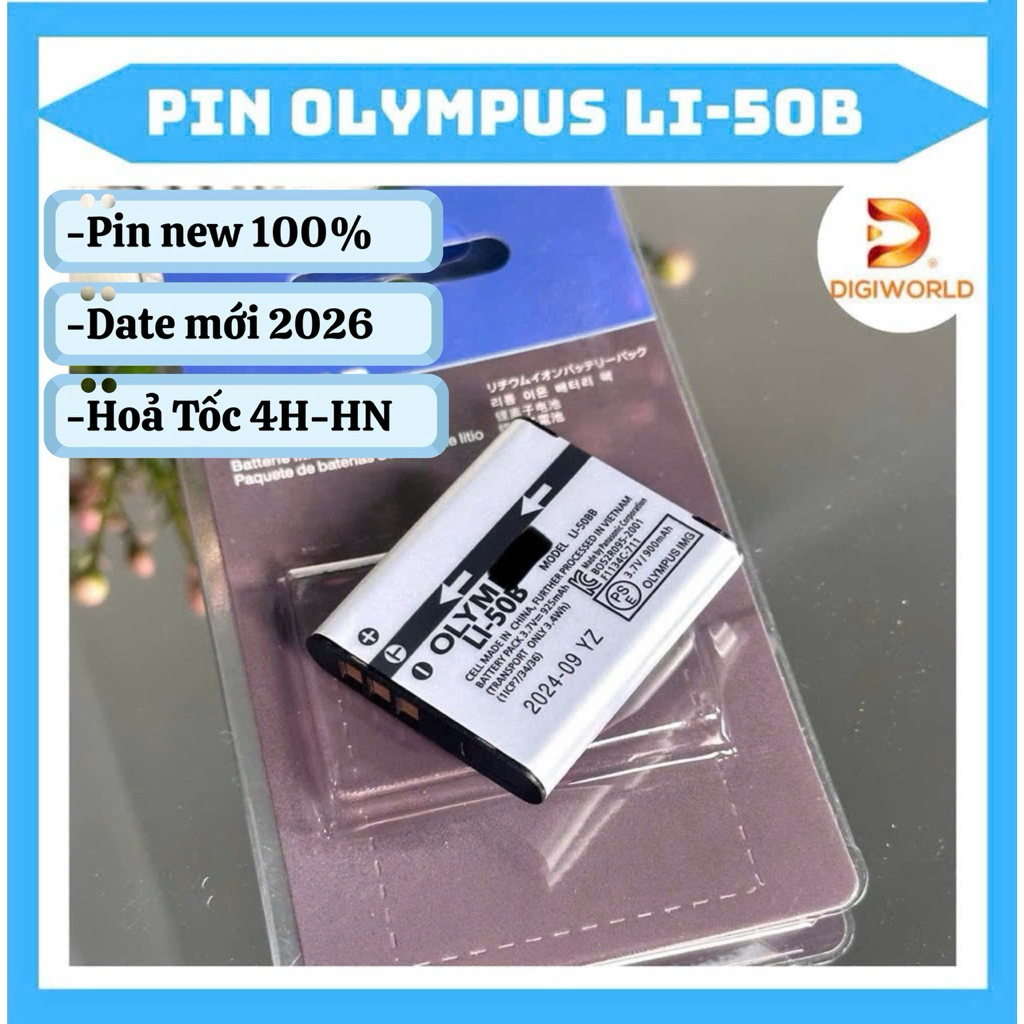 Pin Olympus Li-50B dùng cho Stylus 1010, Stylus 1020, Stylus 1030, SW Stylus Tough-6000, Stylus Toug