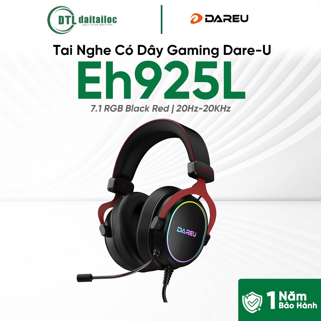 Tai Nghe Có Dây Gaming Dareu EH925L BLACK RED | Chính Hãng | Bảo Hành 12 Tháng