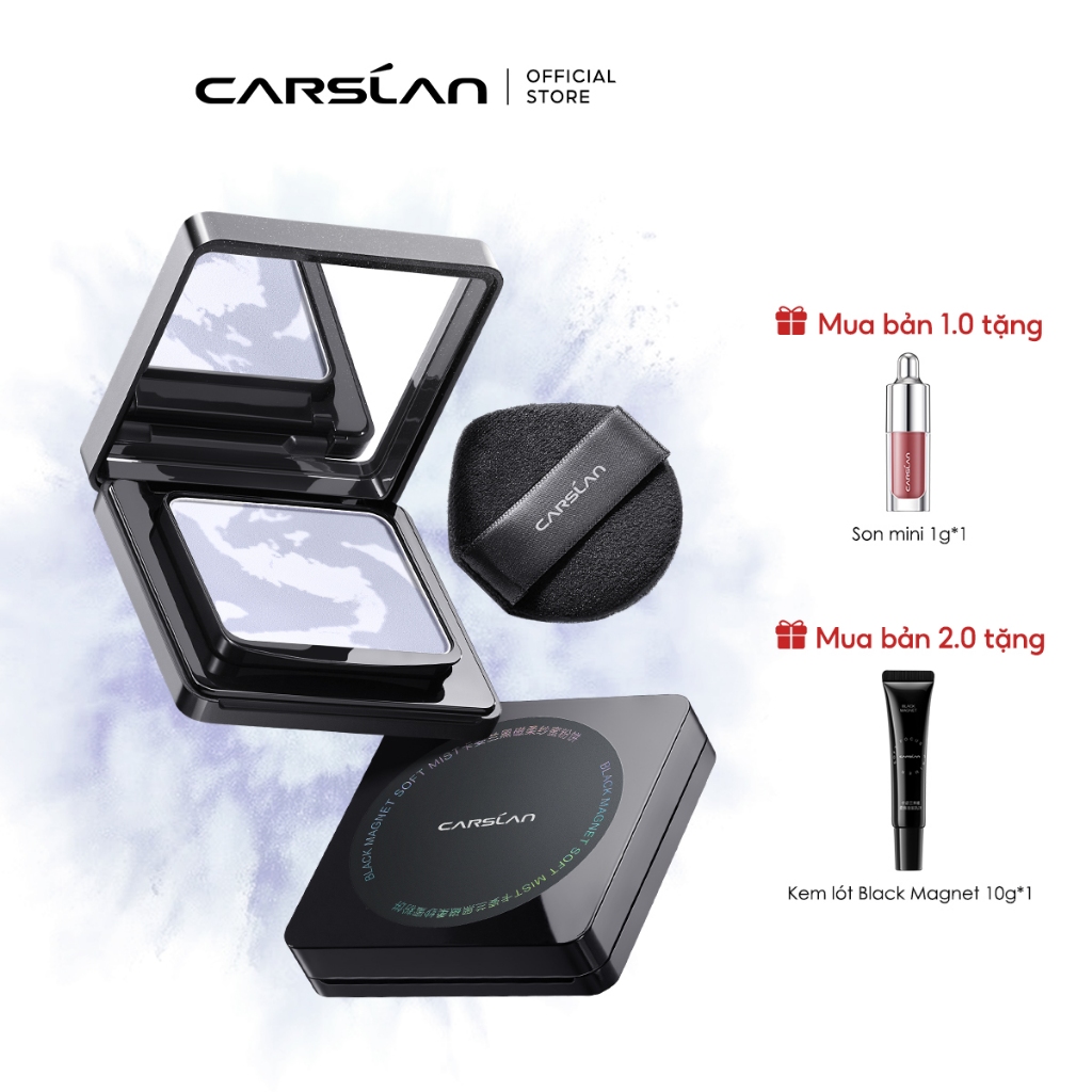 Phấn Nén kiềm dầu Carslan Soft Mist 24h Phấn Phủ trang điểm Bột tinh tế Mềm Mại Lâu Trôi 8g