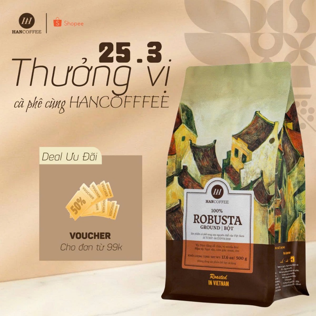 Cà Phê Ủ Lạnh Hạt Standard Robusta Xay Thô Ủ Coldbrew HANCOFFEE