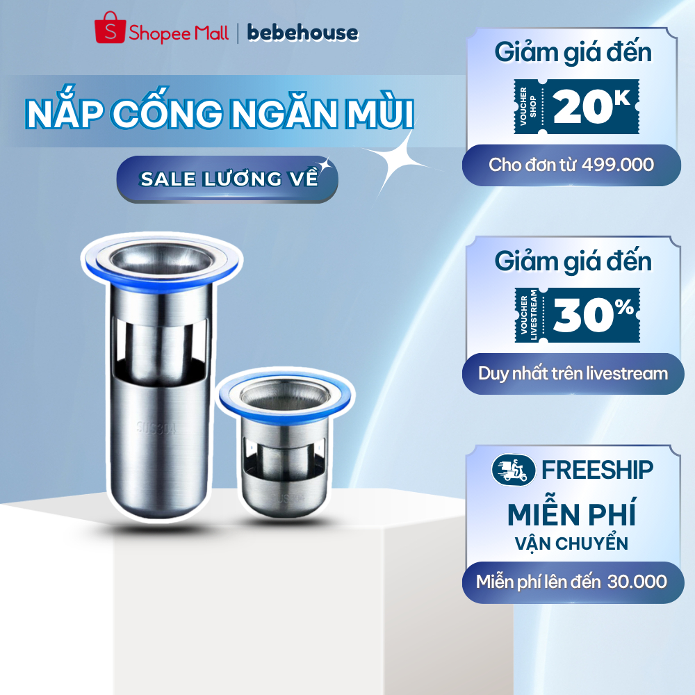 Phụ Kiện Ngăn Mùi Thoát Sàn Nhà Tắm Inox Sus 304 Lắp Thoát Sàn Chống Côn Trùng HC020 BEBEHOUSE