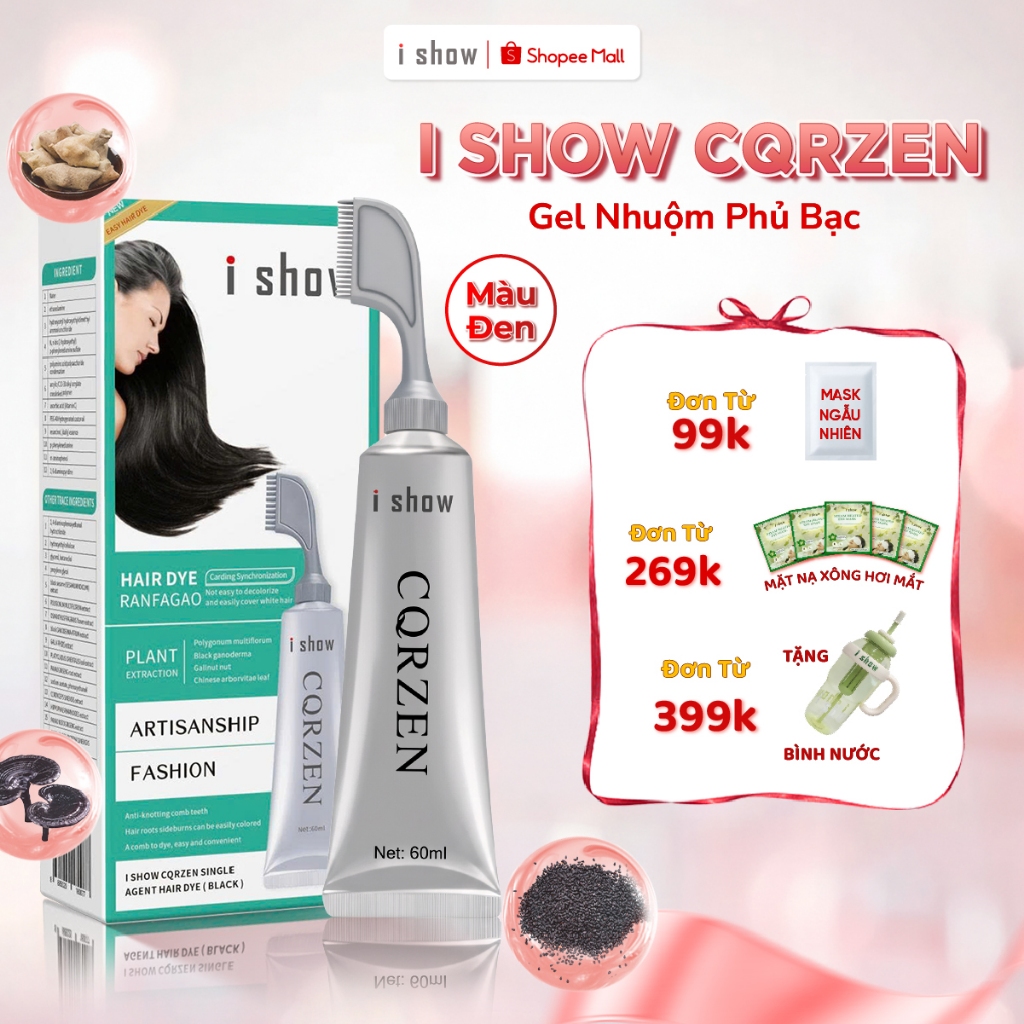 Gel Nhuộm Phủ Bạc Tóc Màu Đen Dạng Lược Tiện Lợi - I Show Cqrzen Single Agent Hair Dye 60ml