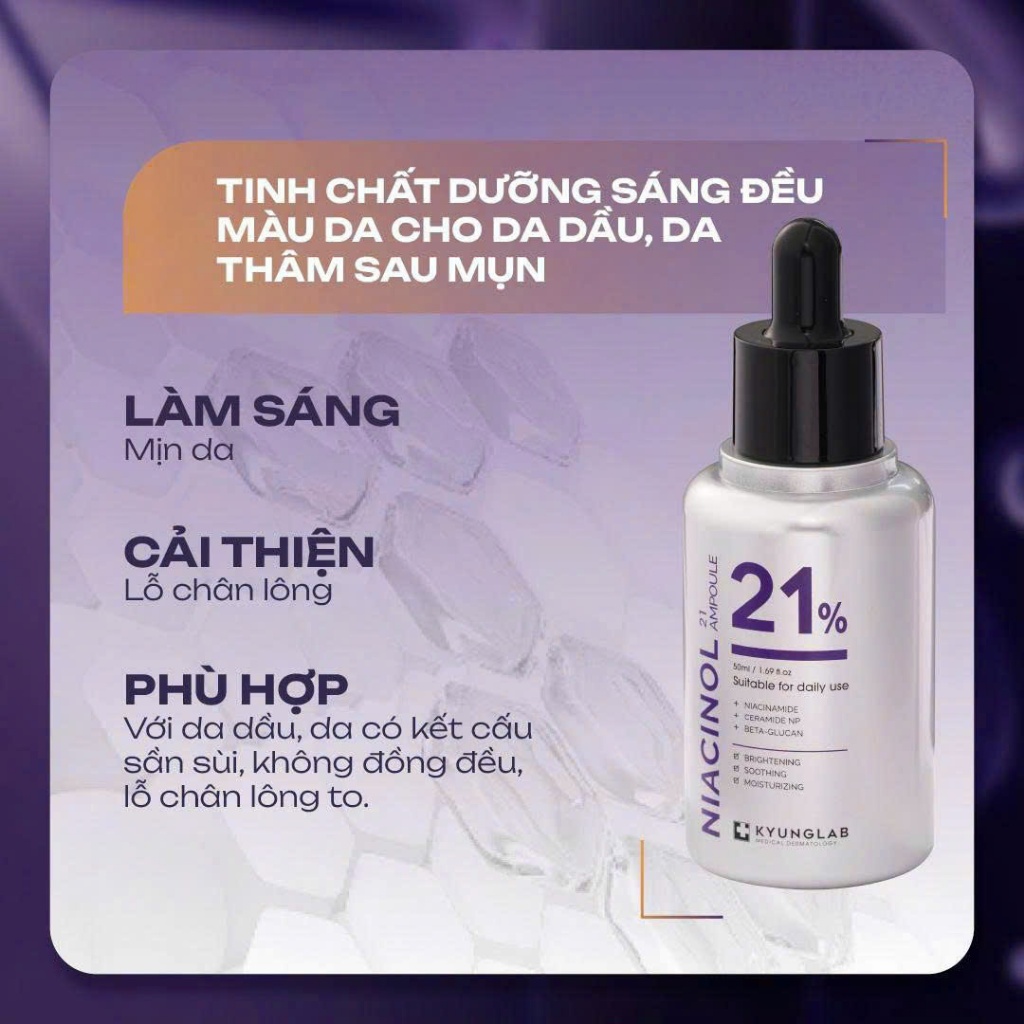 Serum Niacinamide 21% dưỡng trắng da,giúp da đều màu kyunglab niacinol 50ml(chính hãng kyunglab)