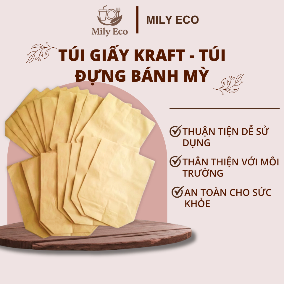[COMBO 200-500c] túi giấy KRAFT không quai, túi giấy đựng thực phẩm, đồ ăn vặt, bánh mỳ, gà rán