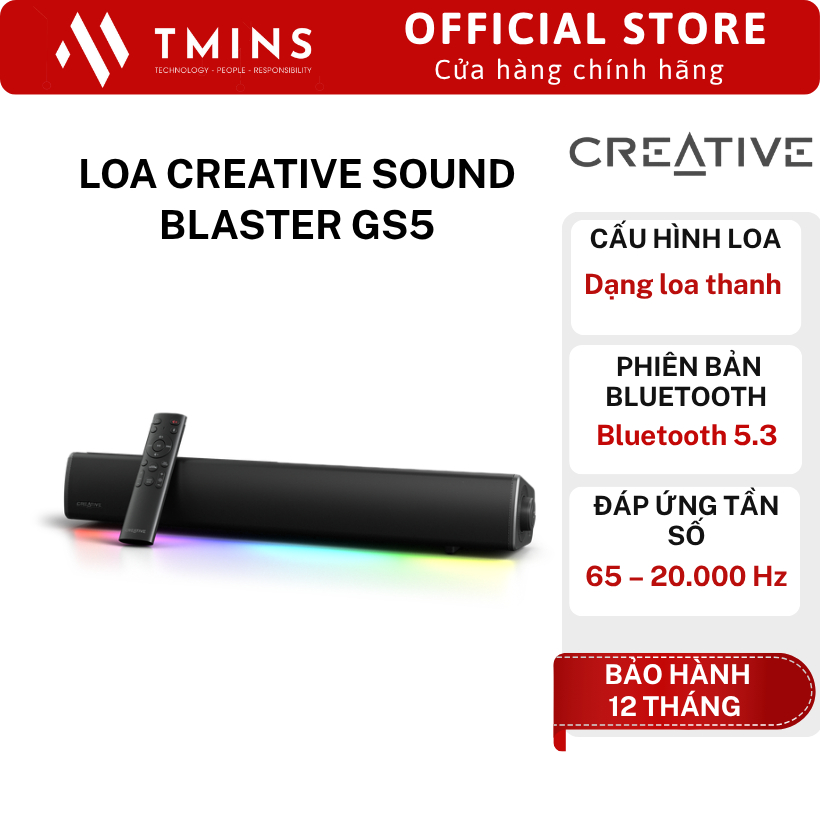 Loa Creative Sound Blaster GS5 (Soundbar/ Bluetooth 5.3/ RGB/ 30W) - Hàng chính hãng