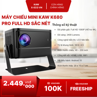 Máy Chiếu Mini KAW K680 Pro Chính Hãng Full HD 1080P, Độ Sáng Cao 1400 Lumen - BH 12 Tháng