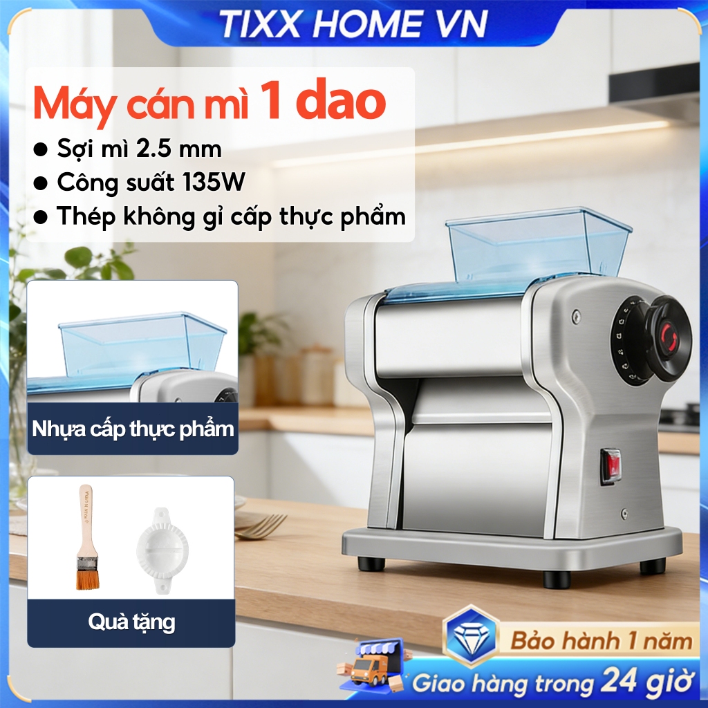 Tixx Máy cán mì 135W máy cắt mì sợi 1 dao Máy làm mì sợi điện