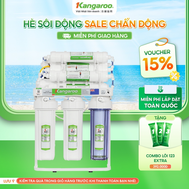 [LẮP ĐẶT 0Đ NỘI THÀNH HN &HCM] Máy lọc nước Hydrogen Kangaroo RO chân quỳ 10 lõi KGRP10