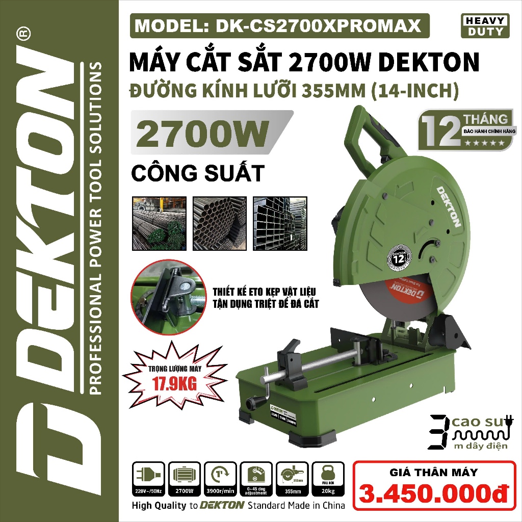 [💯New] Máy Cắt Sắt Bàn 355mm, 2400W - 2800W Dekton DK-CS2400XPRO/CS2700XPROMAX/CS2700XPRO/CS2800PLUS