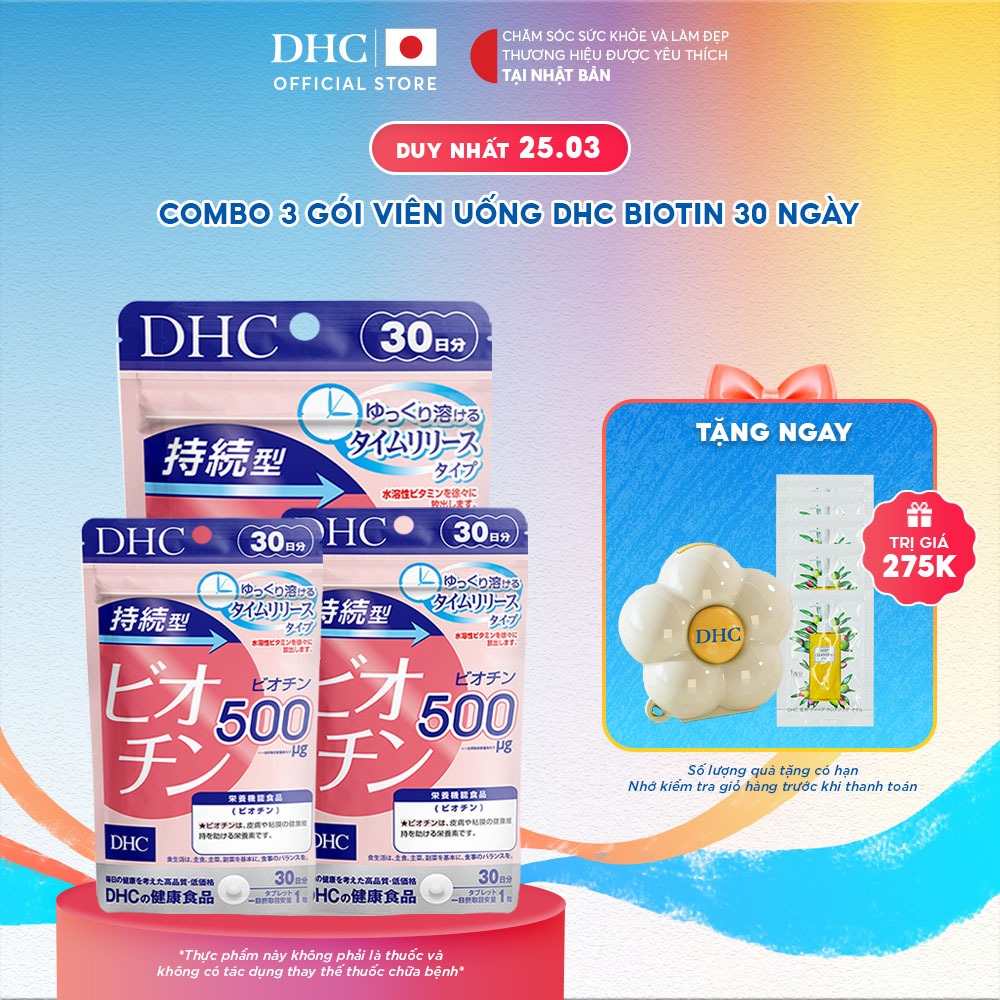 Combo Viên uống DHC Biotin hỗ trợ cho da và tóc (30 Ngàyx3) - TPBVSK DHC Sustained Release Biotin