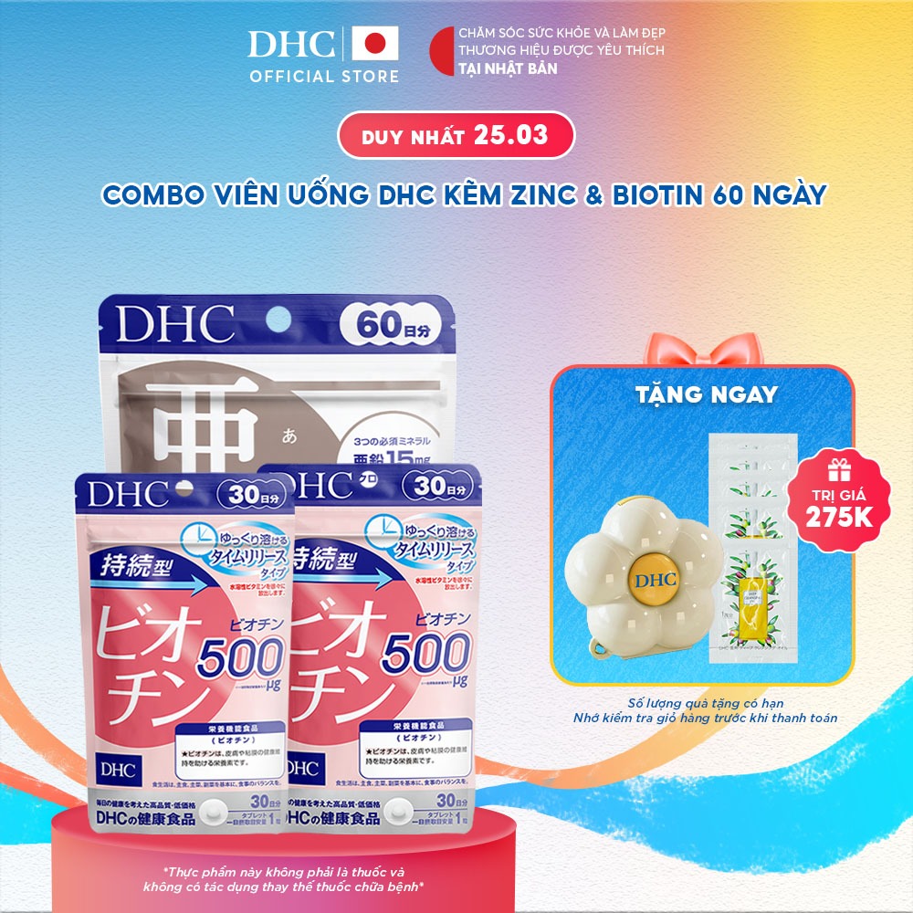 Combo Viên uống DHC Biotin & Kẽm hỗ trợ cơ thể và tốt cho tóc (60 Ngày) - TPBVSK DHC Biotin & ZinC