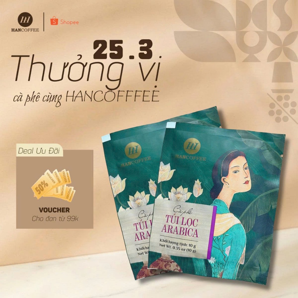 [Gói dùng thử] Cà Phê Pha Phin Túi Lọc Arabica Hancoffee - 1 gói lẻ