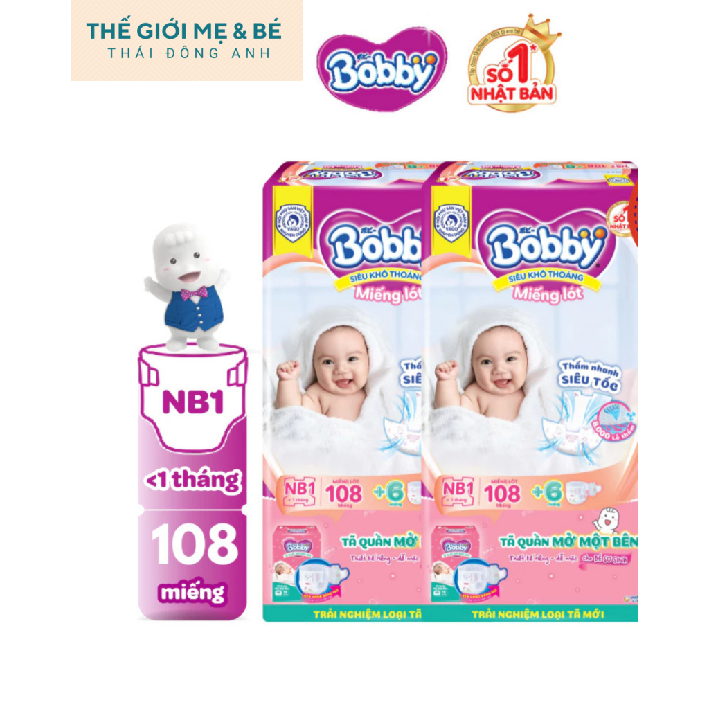 Miếng lót sơ sinh Bobby Newborn 1-108  miếng
