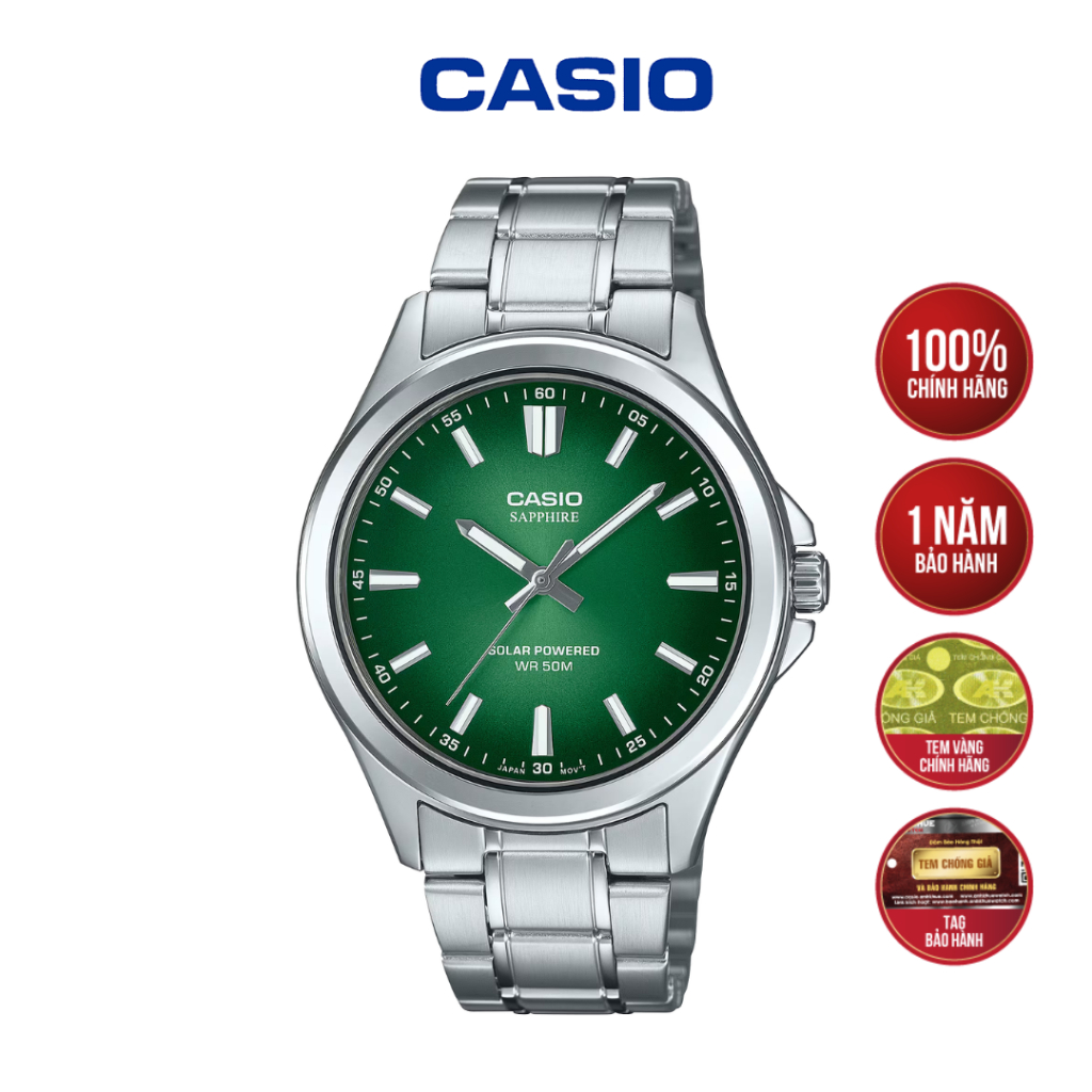 Đồng hồ Casio MTS-RS100D-3AVDF Pin năng lượng mặt trời - Hàng Chính Hãng