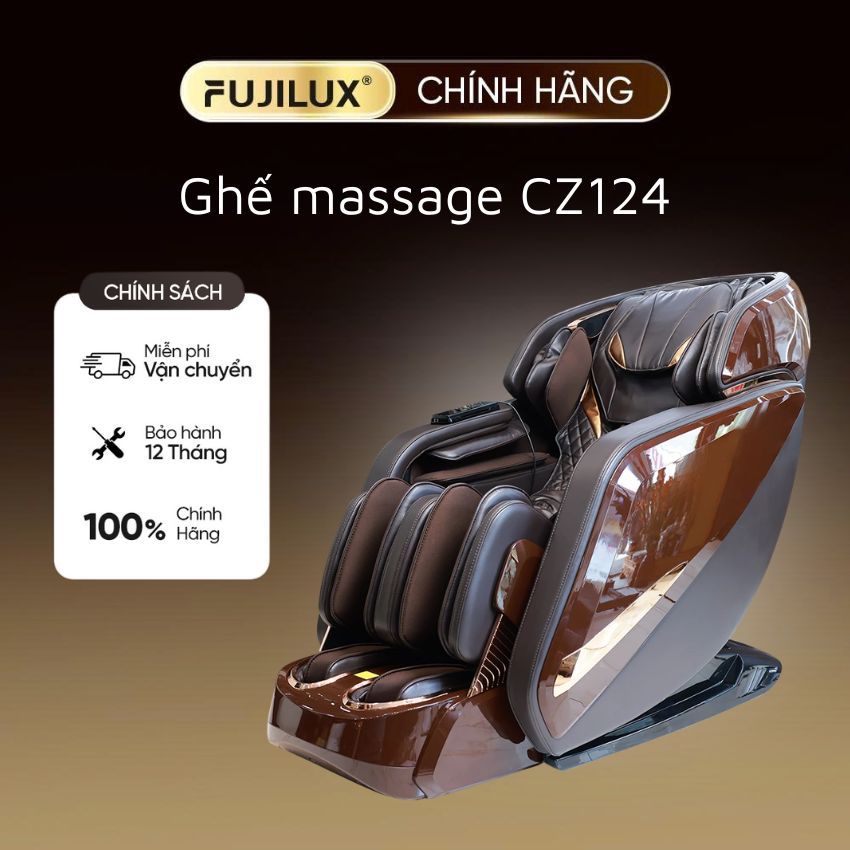 Ghế Massage Toàn Thân Fujilux CZ-124 Massage Bi Lăn 4D 24 Bài Tập Thư Giãn Giảm Đau Nhức