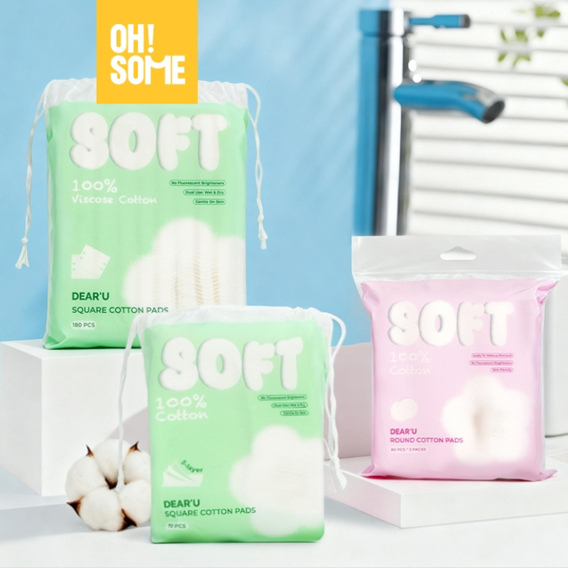 OHSOME - Bông tẩy trang DEAR U 100% cotton làm sạch da, đắp toner mềm mịn ít xơ bông