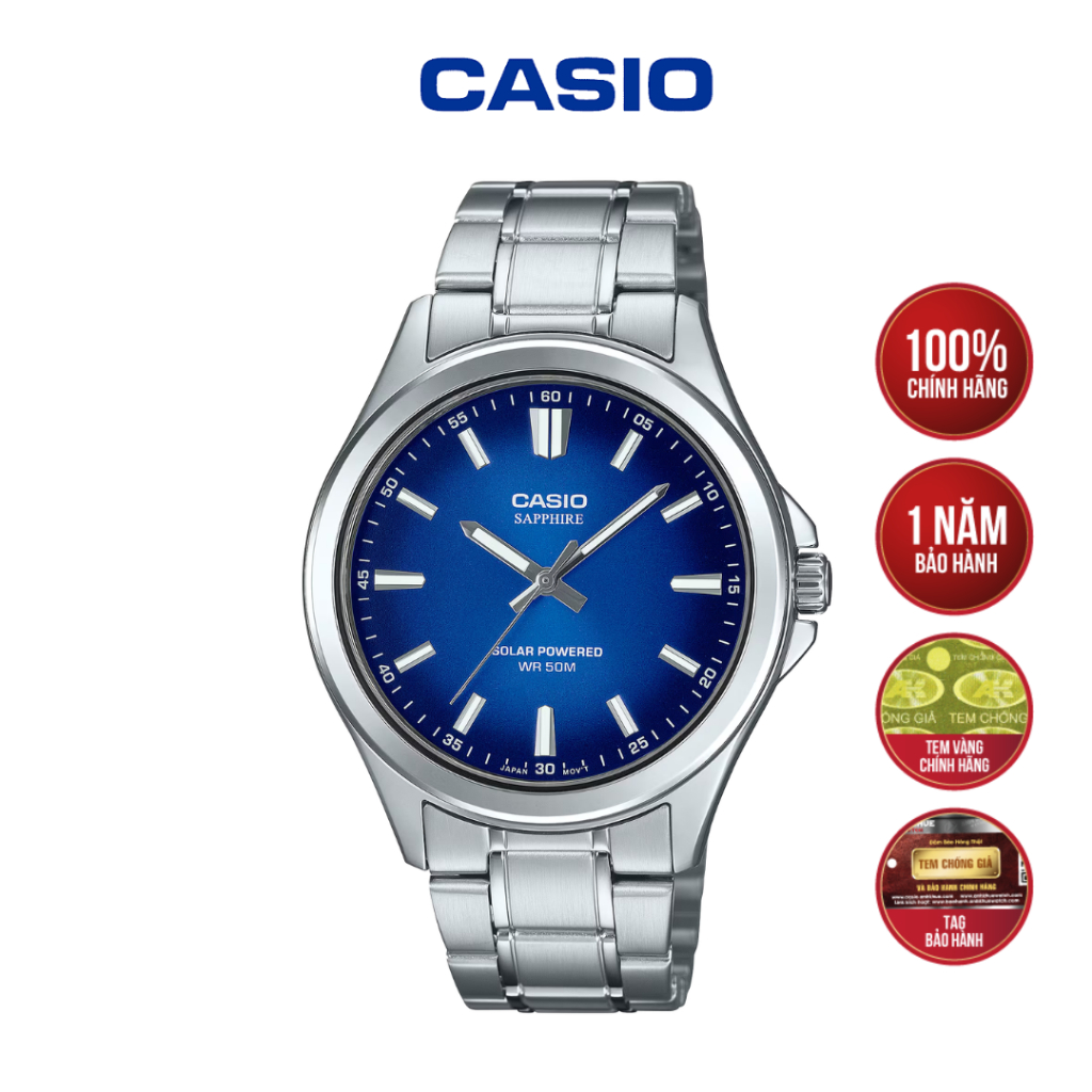 Đồng hồ Casio Nam MTS‑RS100D‑2AVDF Dùng pin năng lượng mặt trời - Hàng Chính Hãng