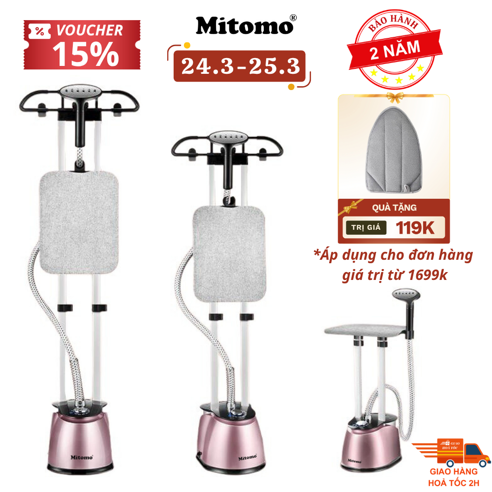 Bàn ủi hơi nước đứng cao cấp Mitomo GC-899 Max, công suất 2500W, BH 2 năm
