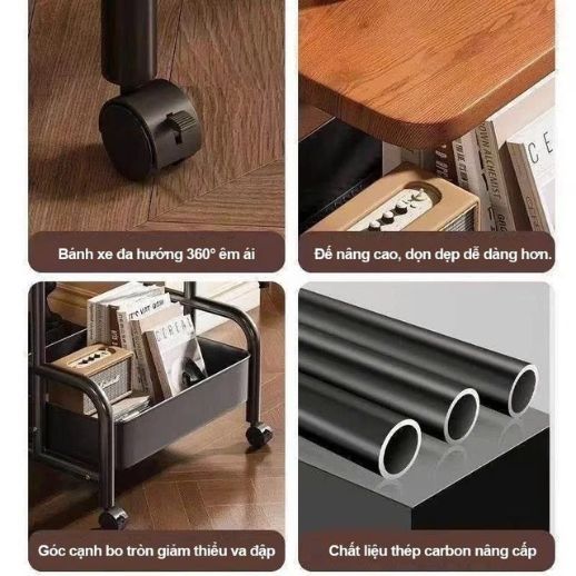 Kệ Để Đồ 3 Tầng Didooglt Mặt Gỗ Sơn Tĩnh Điện Bánh Xe Di Chuyển Linh Hoạt | BigBuy360 - bigbuy360.vn