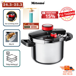 Nồi áp suất inox đáy từ cao cấp Mitomo 304AEU, nấu trên mọi loại bếp - Hàng chính hãng bảo hành 12 tháng