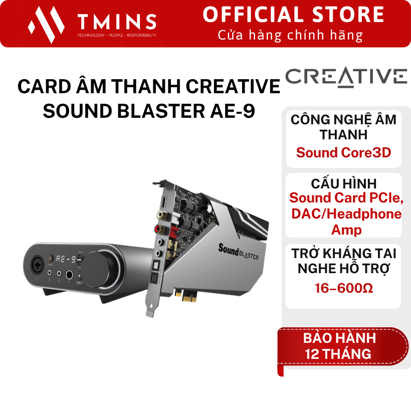 Card âm thanh Creative Sound Blaster AE-9 (PCIe, Hi-Res 32bit/384kHz, DAC Rời) - Hàng chính hãng