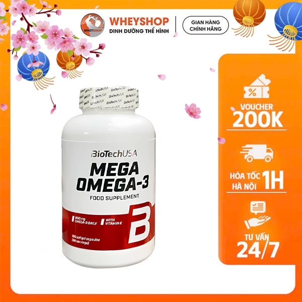 BioTechUSA | Mega Omega-3 (180 viên) | Viên uống bổ sung dầu cá | Wheyshop VN