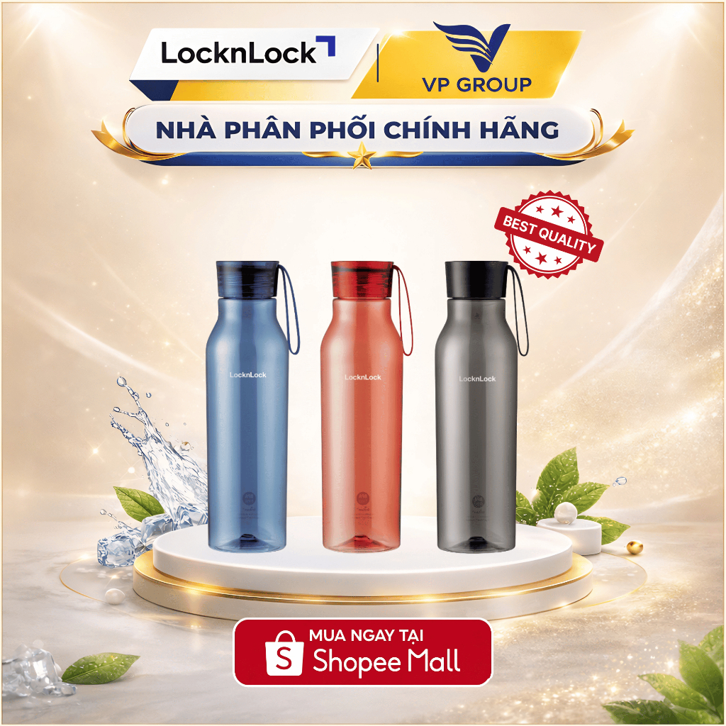 Bình nước Lock&Lock Eco Bottle 750ml - Màu xanh dương, xám, hồng - ABF664