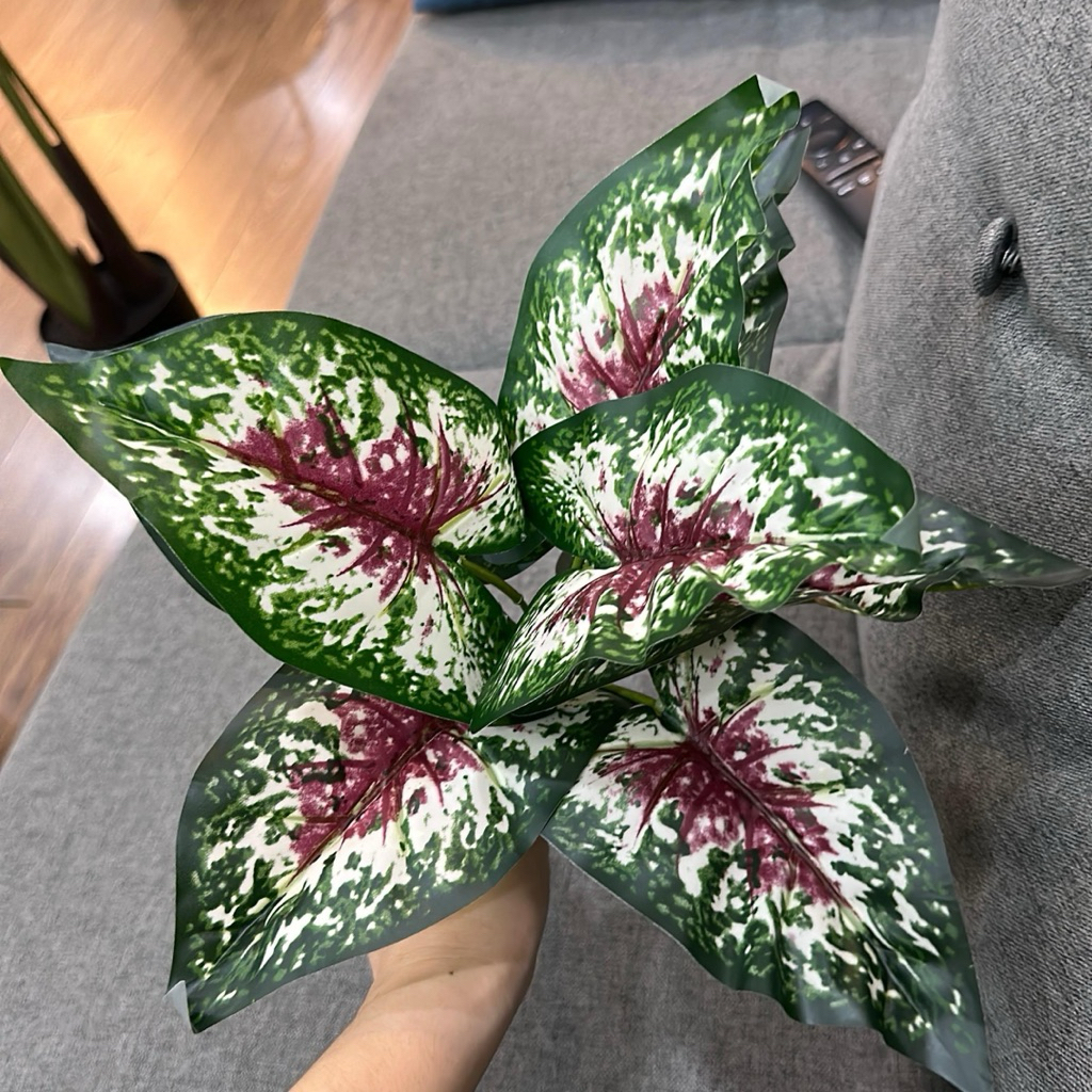 cây môn tím 30cm- 9 lá - cây giả decor