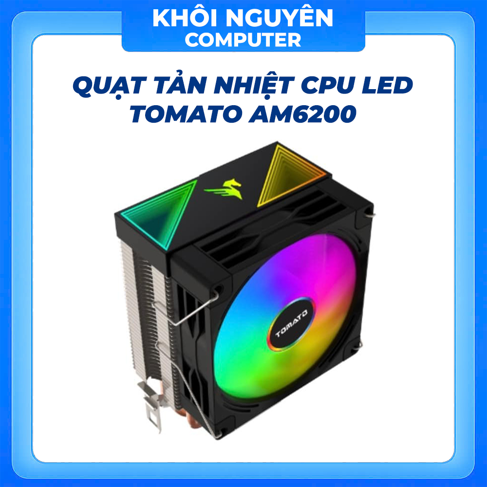 Quạt Tản Nhiệt CPU Tomato AM6200 RGB Đen – 4Pin PWM, 2 Ống Đồng, Led Đổi Màu, Êm