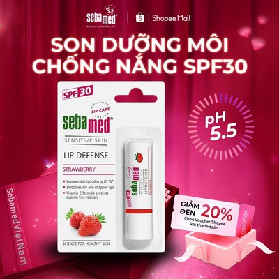 Son dưỡng bảo vệ môi cấp ẩm pH5.5 hương dâu Sebamed Sensitive Skin Lip Defense Strawberry 4.8g