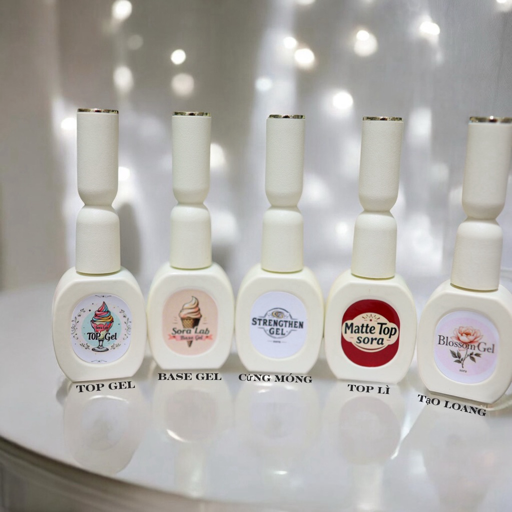(+35%) Nail SORA(5 loại)-Top Gel,Base Gel,Strengthen Gel (Cứng móng), Matte Top (Top lì),Blossom Gel