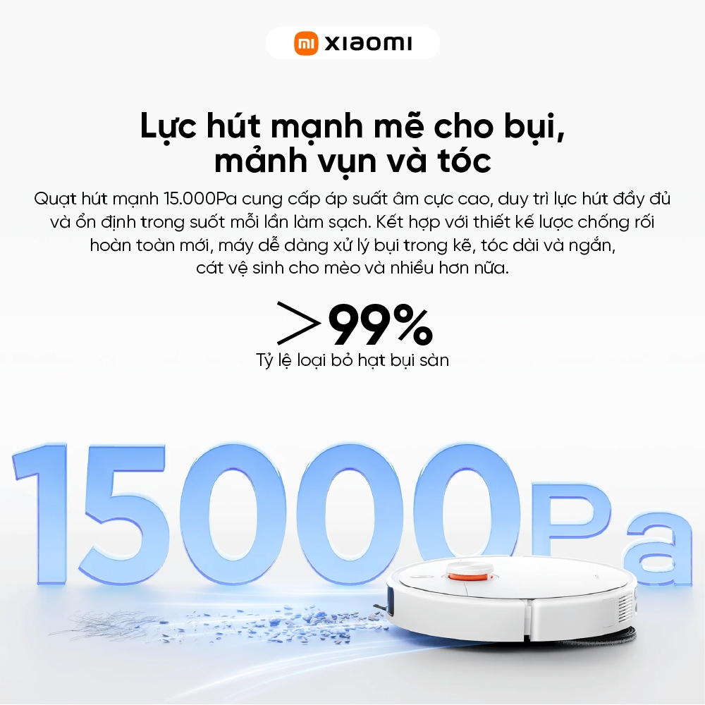 Robot hút bụi lau nhà Xiaomi Vacuum H50 Pro - Lực hút mạnh 15000Pa - Cảm biến laser góc rộng 129° - Chính hãng | BigBuy360 - bigbuy360.vn
