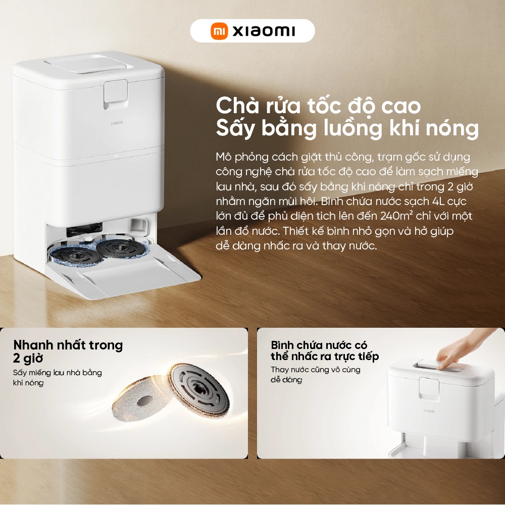 Robot hút bụi lau nhà Xiaomi Vacuum H50 Pro - Lực hút mạnh 15000Pa - Cảm biến laser góc rộng 129° - Chính hãng | BigBuy360 - bigbuy360.vn