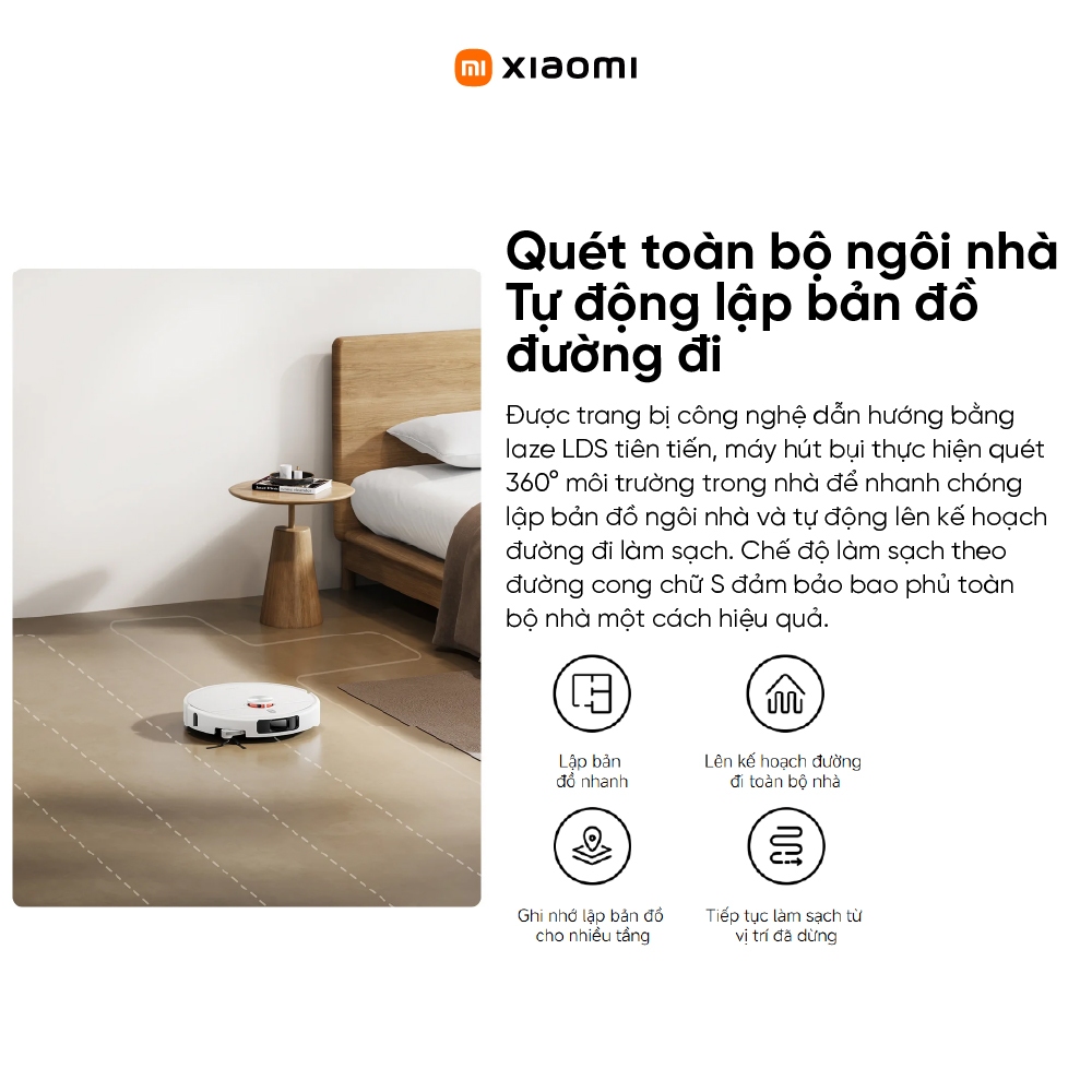 Robot hút bụi lau nhà Xiaomi Vacuum H50 Pro - Lực hút mạnh 15000Pa - Cảm biến laser góc rộng 129° - Chính hãng | BigBuy360 - bigbuy360.vn