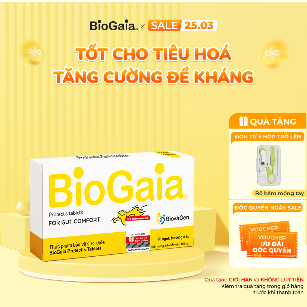 Men vi sinh BioGaia ProTectis dạng viên cải thiện hệ tiêu hóa xuất xứ Thụy Điển hộp 10 viên