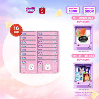 Thùng 16 Gói Khăn ướt Bobby Care hương thơm nhẹ nhàng 100 miếng/gói (Hồng)