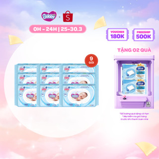 Combo 9 gói khăn ướt Bobby Care không hương 100 miếng/gói