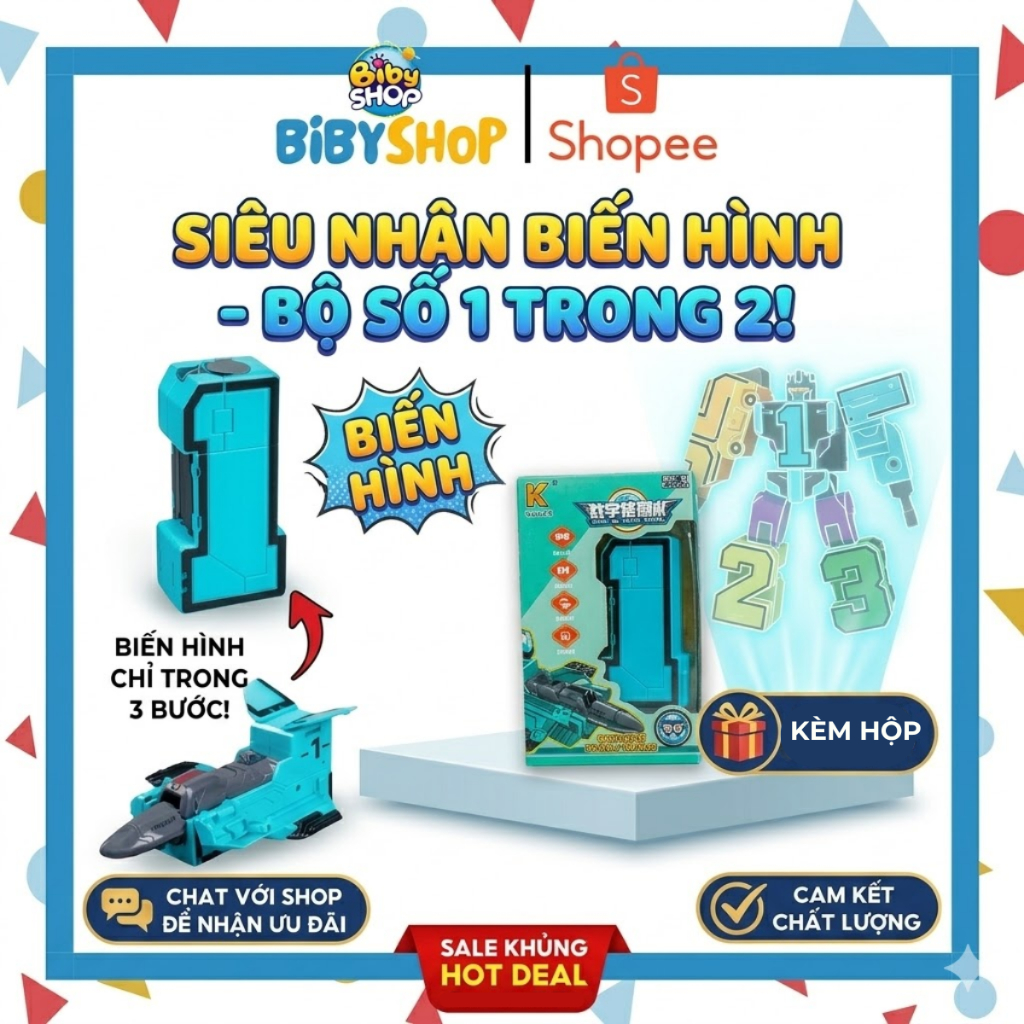 Robot Số Biến Hình BIBY Cho Bé CỠ LỚN, Số Biến Hình Lắp Ghép Từ 0-9, robot biến hình