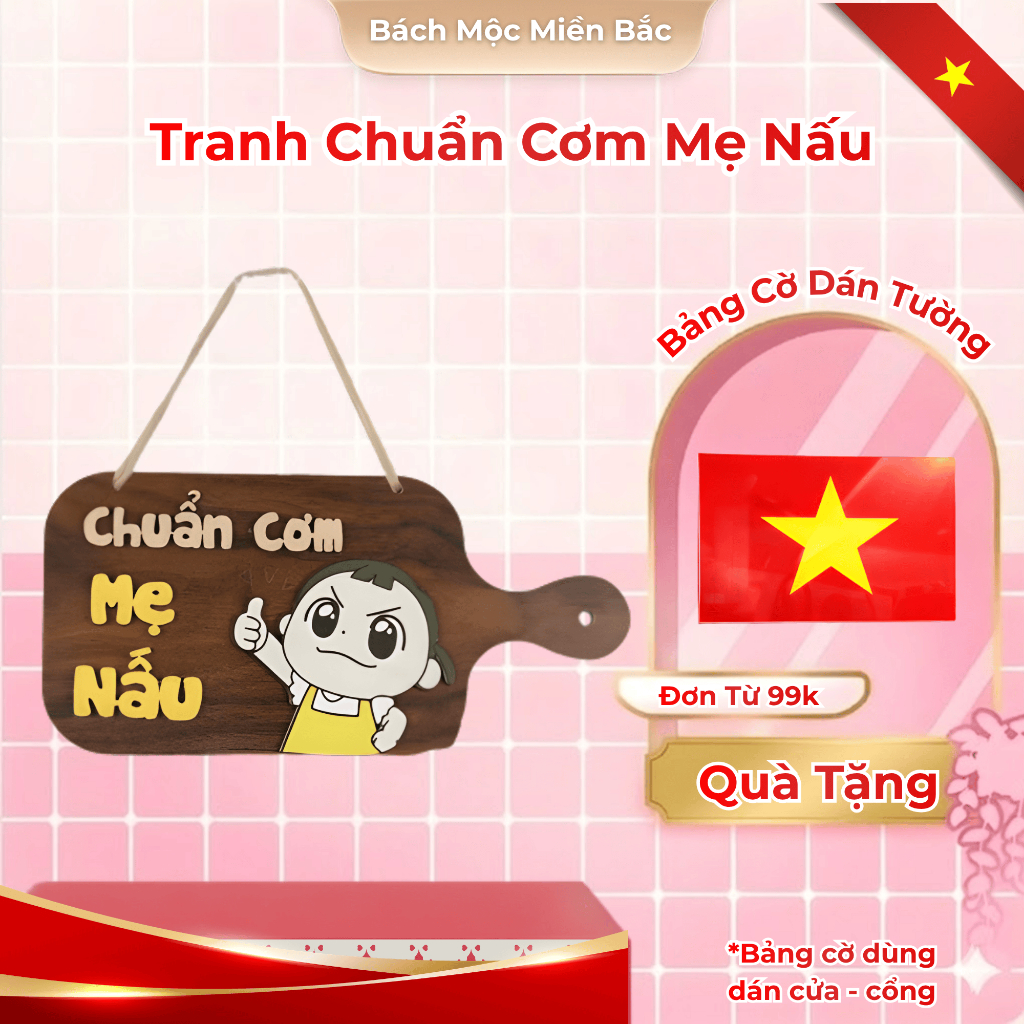 Tranh treo decor chuẩn cơm mẹ nấu hottrend decor phòng vui vẻ , bảng gỗ trang trí phòng khách , deco
