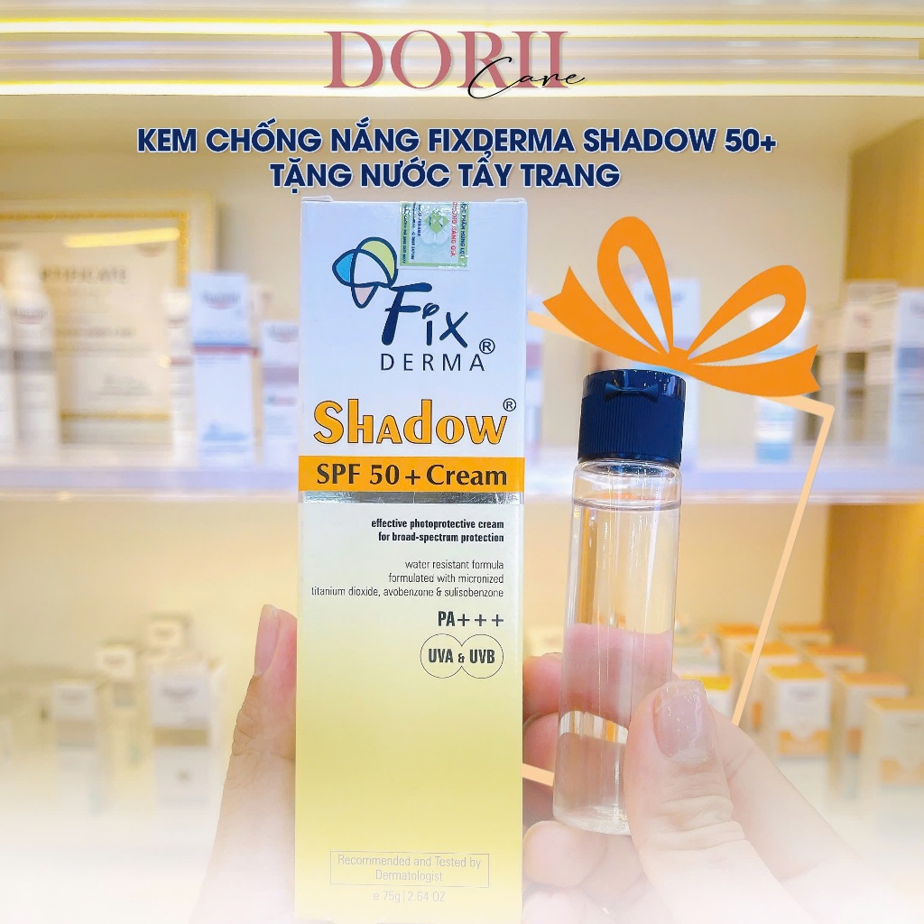 [Date 5/2027] Kem Chống Nắng Fixderma Nâng Tone & Bảo Vệ Da Shadow SPF 50+ Cream 75g Tặng Tẩy Trang