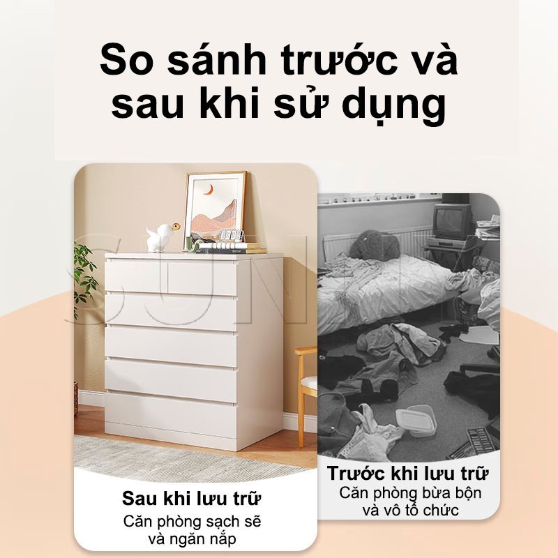 SUNNY Tủ Đựng Quần Áo Gấp Gọn, Tủ Ngăn Kéo Gỗ MDF Chống Ẩm Đa Năng 3/4/5 Tầng | BigBuy360 - bigbuy360.vn