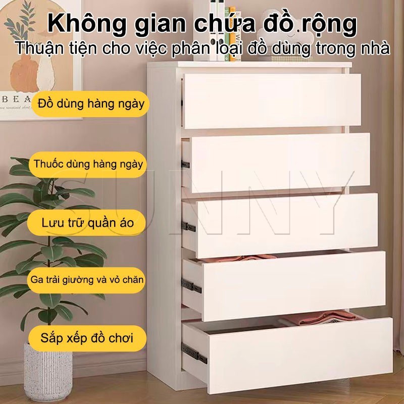 SUNNY Tủ Đựng Quần Áo Gấp Gọn, Tủ Ngăn Kéo Gỗ MDF Chống Ẩm Đa Năng 3/4/5 Tầng | BigBuy360 - bigbuy360.vn
