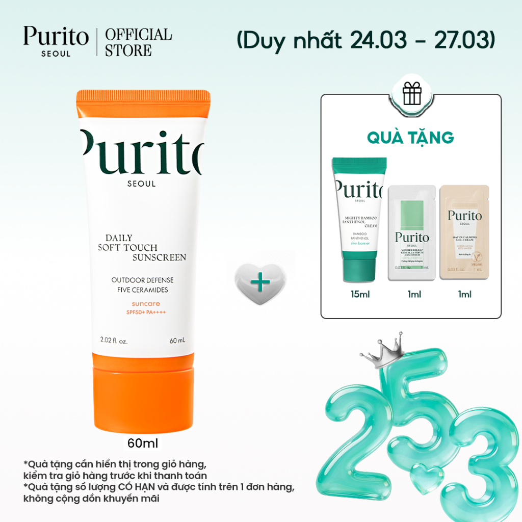 Kem Chống Nắng PURITO Daily Soft Touch Sunscreen SPF50+ PA++++ 60ml