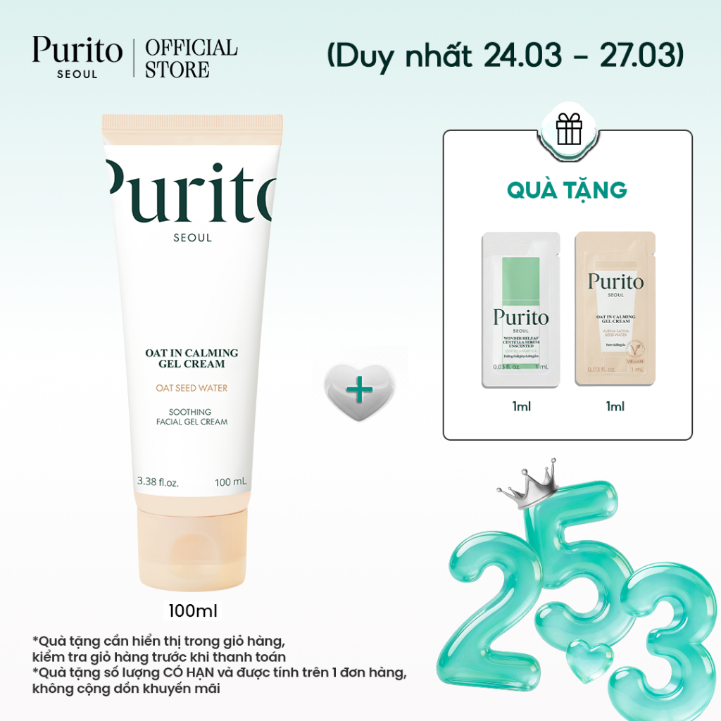 Kem Dưỡng Da Yến Mạch PURITO Oat in Calming Gel Cream 100ml