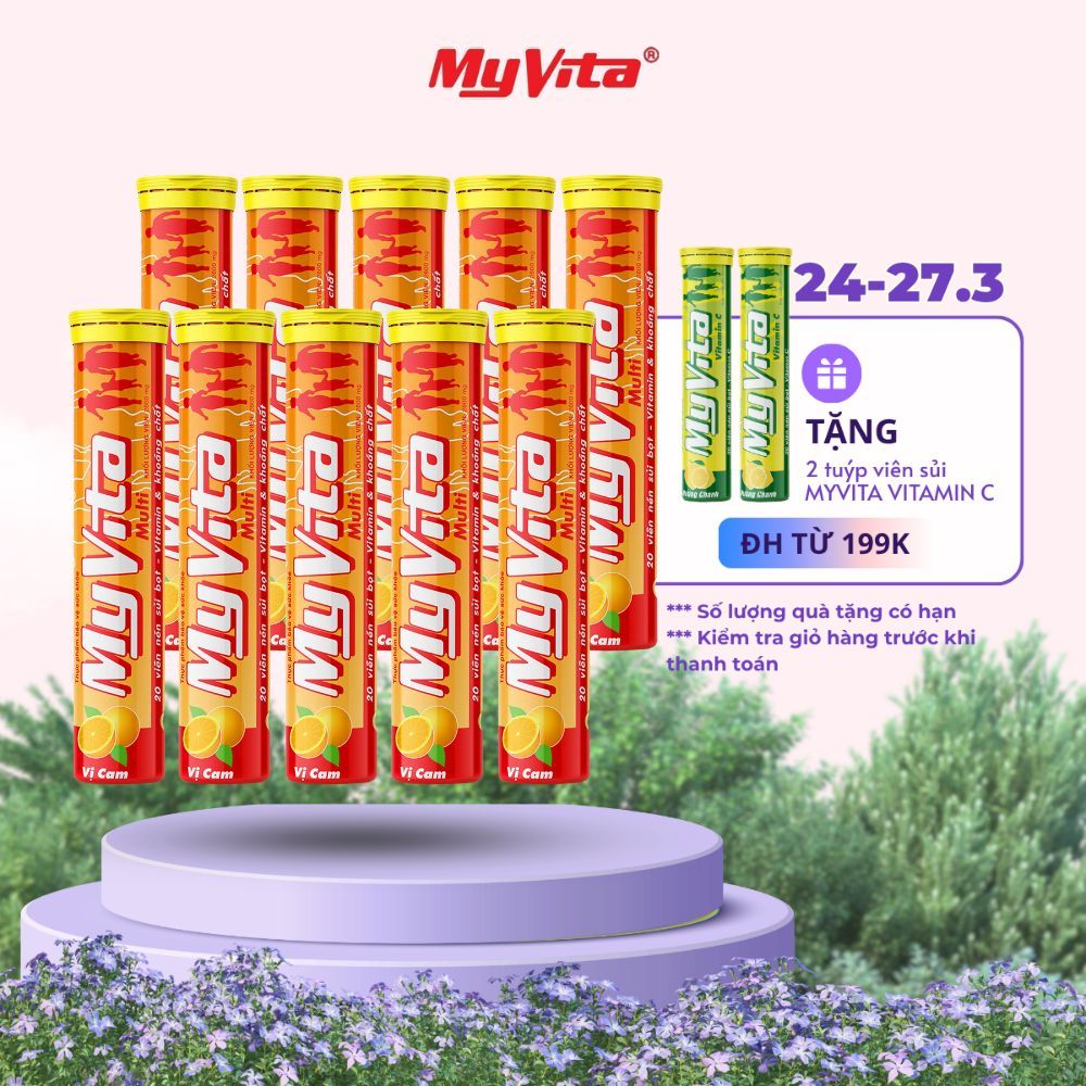 [DATE MỚI 2028] Combo 10 viên sủi TPBVSK Myvita Multi bổ sung vitamin và khoáng chất hỗ trợ tăng đề 