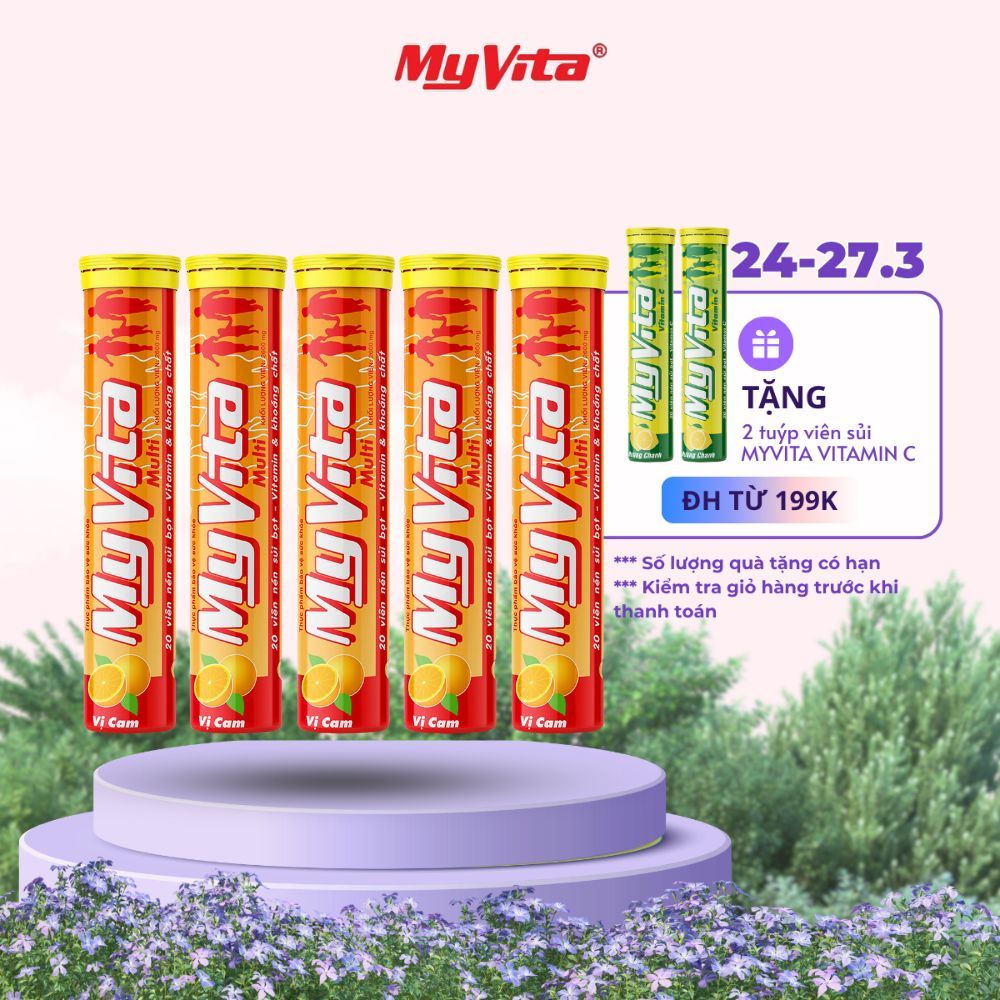 [DATE MỚI 2028] Combo 5 viên sủi TPBVSK Myvita Multi bổ sung vitamin và khoáng chất hỗ trợ tăng đề k