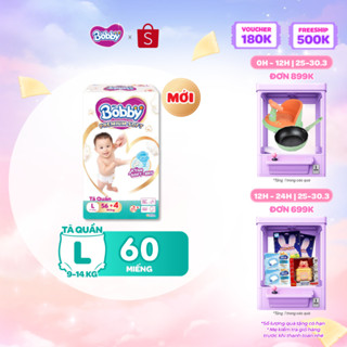 [Tặng 4 miếng] Tã quần Bobby Premium Soft size M60/L56/XL52/XXL48